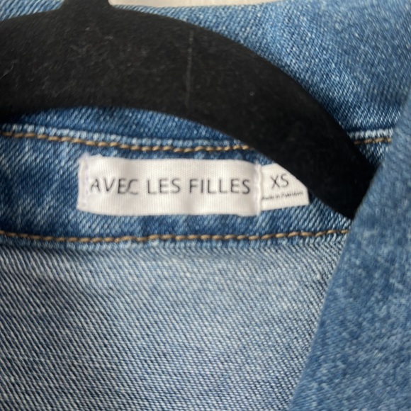 Avec Les Filles Puff Sleeve Denim Romper Shorts Size XS Blue - Picture 3 of 16